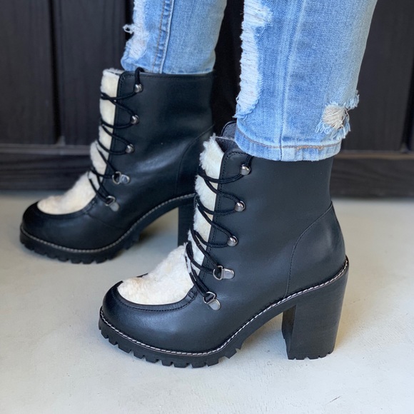 Check Genuine Leather Lace Up Lug Hiker Boot - Picture 7 of 8